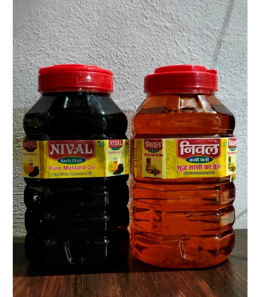 Nival pure mustard oil bottles