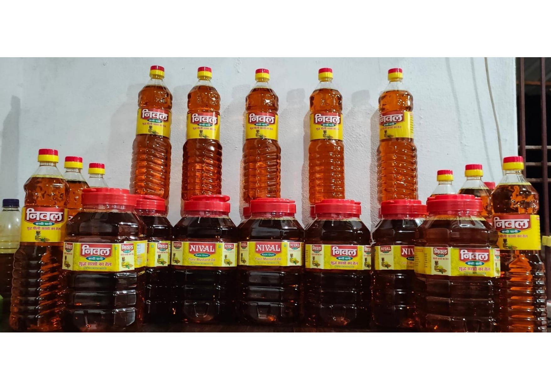 Nival mustard oil bottles